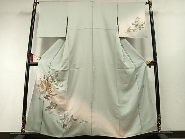 平和屋着物●金彩友禅　卓越技能者・名工・和田光正　訪問着　松竹梅　御所車花文　暈し染め　金銀彩　正絹　逸品　AABM8698fy