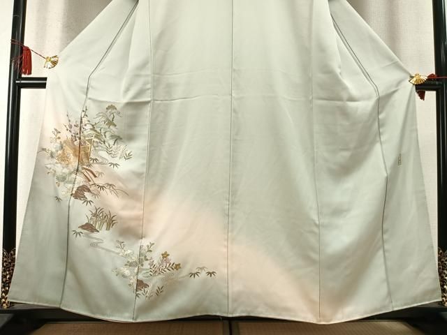 平和屋着物●金彩友禅　卓越技能者・名工・和田光正　訪問着　松竹梅　御所車花文　暈し染め　金銀彩　正絹　逸品　AABM8698fy