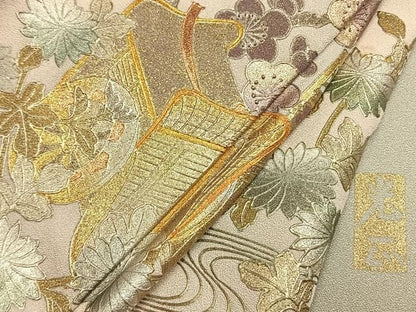 平和屋着物●金彩友禅　卓越技能者・名工・和田光正　訪問着　松竹梅　御所車花文　暈し染め　金銀彩　正絹　逸品　AABM8698fy