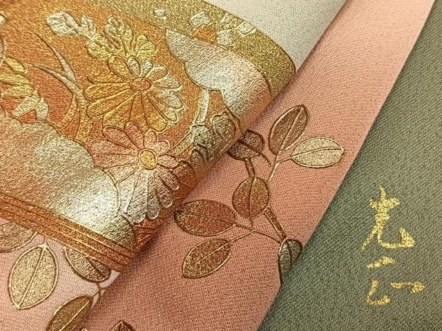平和屋着物●金彩友禅　卓越技能者・名工・和田光正　訪問着　枝梅松花文　暈し染め　金銀彩　正絹　逸品　AABM8700fy