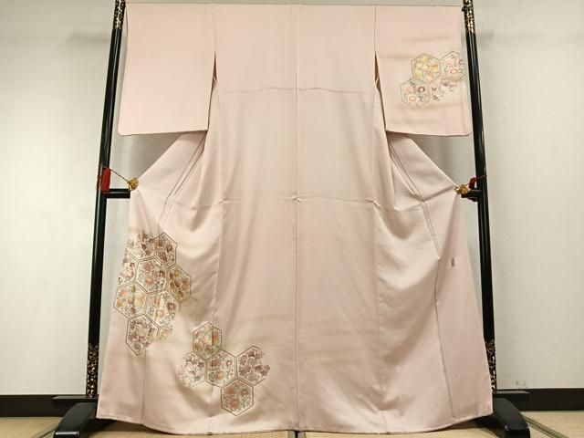 平和屋着物●金彩友禅　卓越技能者・名工・和田光正　訪問着　亀甲花文　暈し染め　金銀彩　正絹　逸品　AABM8702fy
