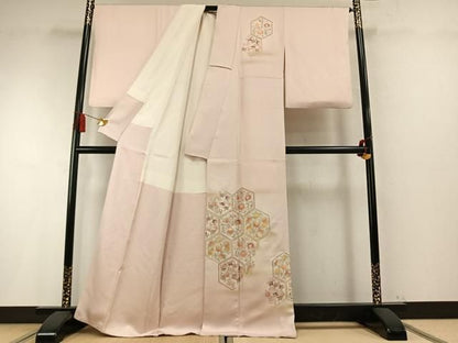 平和屋着物●金彩友禅　卓越技能者・名工・和田光正　訪問着　亀甲花文　暈し染め　金銀彩　正絹　逸品　AABM8702fy