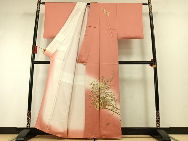 平和屋着物●金彩友禅　卓越技能者・名工・和田光正　訪問着　片輪車花文　暈し染め　金銀彩　正絹　逸品　AABM8703fy