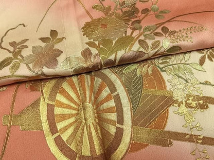 平和屋着物●金彩友禅　卓越技能者・名工・和田光正　訪問着　片輪車花文　暈し染め　金銀彩　正絹　逸品　AABM8703fy