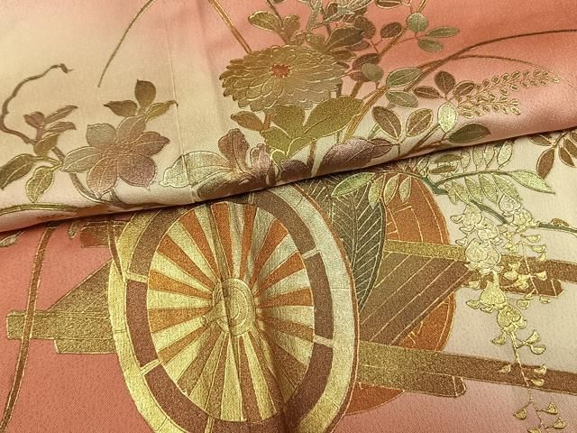 平和屋着物●金彩友禅　卓越技能者・名工・和田光正　訪問着　片輪車花文　暈し染め　金銀彩　正絹　逸品　AABM8703fy