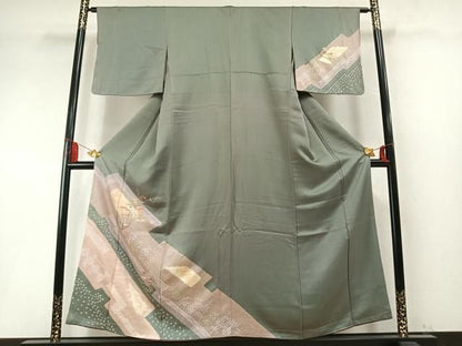 平和屋着物●訪問着　絞り　刺繍　雪輪花文　金銀糸　金彩　三越扱い　正絹　逸品　未使用　AABM8712fy