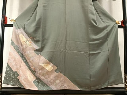 平和屋着物●訪問着　絞り　刺繍　雪輪花文　金銀糸　金彩　三越扱い　正絹　逸品　未使用　AABM8712fy