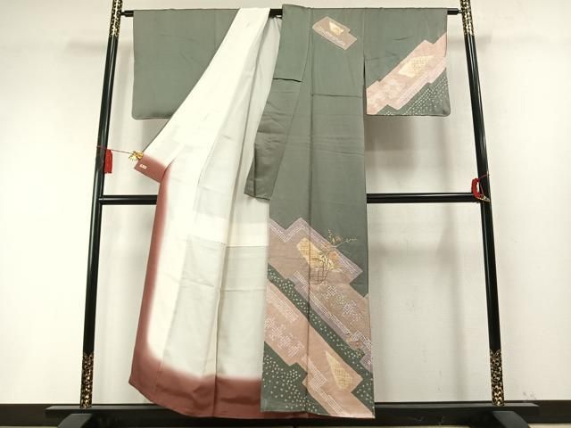平和屋着物●訪問着　絞り　刺繍　雪輪花文　金銀糸　金彩　三越扱い　正絹　逸品　未使用　AABM8712fy