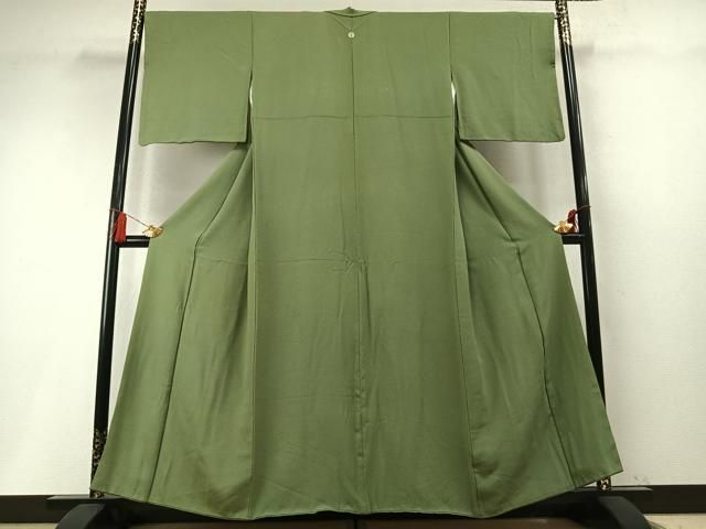 平和屋着物●上質な色無地　柳染色　正絹　逸品　AABM8718fy