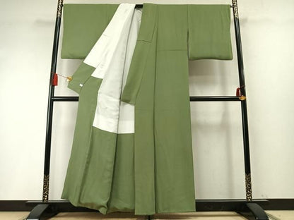 平和屋着物●上質な色無地　柳染色　正絹　逸品　AABM8718fy