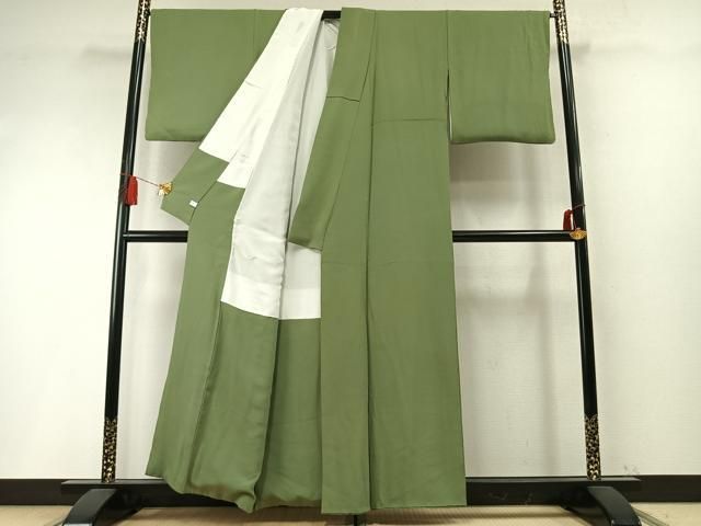 平和屋着物●上質な色無地　柳染色　正絹　逸品　AABM8718fy