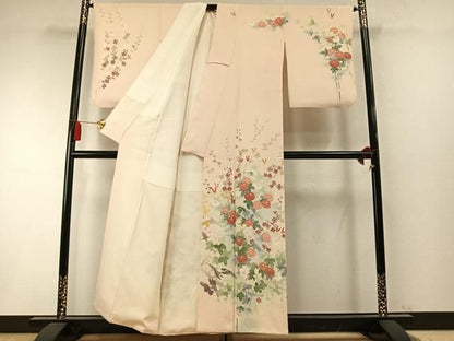 平和屋着物●本加賀友禅作家　東藤岳　訪問着　草花文　正絹　逸品　AABM8724fy