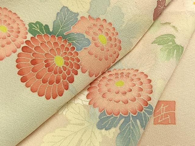 平和屋着物●本加賀友禅作家　東藤岳　訪問着　草花文　正絹　逸品　AABM8724fy