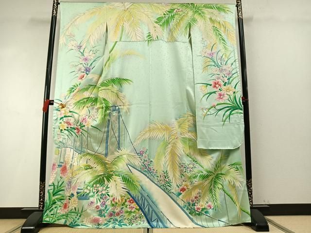 平和屋着物●豪華振袖　草花文　金彩　正絹　逸品　AABM8731fy