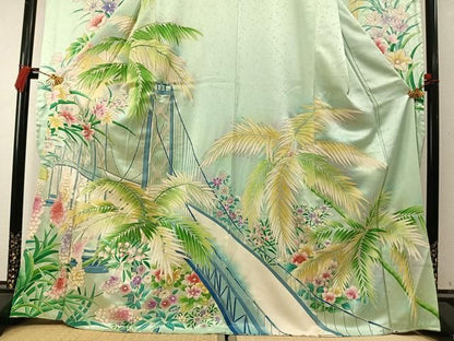平和屋着物●豪華振袖　草花文　金彩　正絹　逸品　AABM8731fy