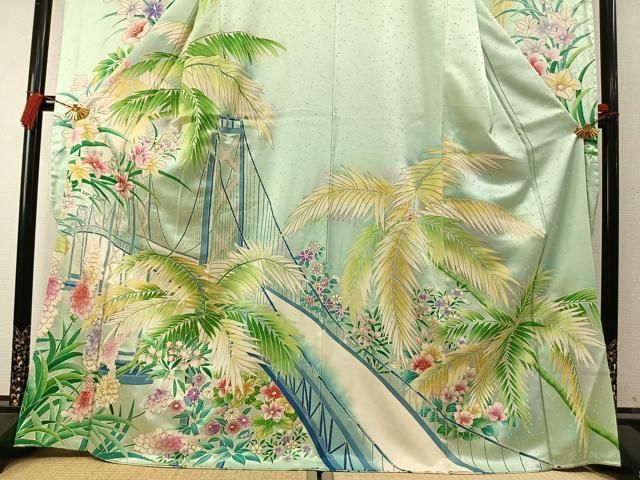 平和屋着物●豪華振袖　草花文　金彩　正絹　逸品　AABM8731fy