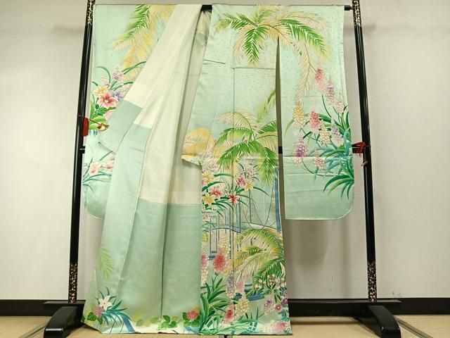 平和屋着物●豪華振袖　草花文　金彩　正絹　逸品　AABM8731fy