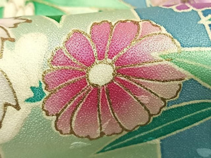 平和屋着物●豪華振袖　草花文　金彩　正絹　逸品　AABM8731fy