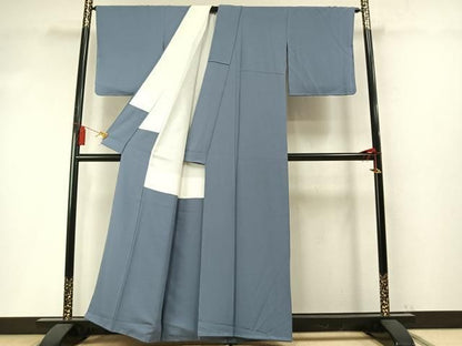 平和屋着物●上質な色無地　御召御納戸色　正絹　逸品　未使用　AABM8734fy