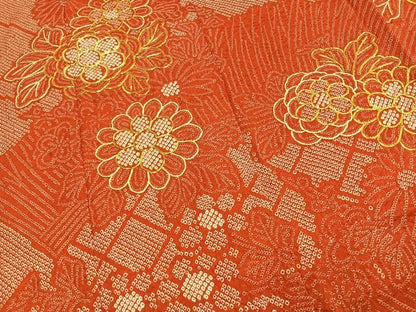 平和屋着物●豪華振袖　総絞り　駒刺繍　草花文　正絹　逸品　AABM8735fy