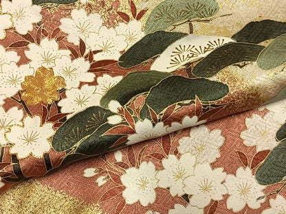 平和屋着物●訪問着　駒刺繍　枝梅松文　暈し染め　金彩　正絹　逸品　AABM8736fy