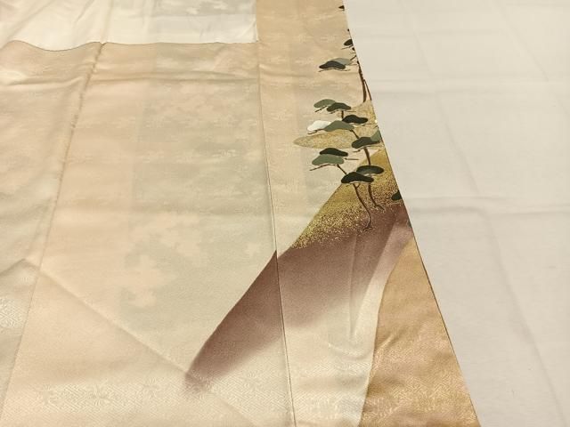 平和屋着物●訪問着　駒刺繍　枝梅松文　暈し染め　金彩　正絹　逸品　AABM8736fy