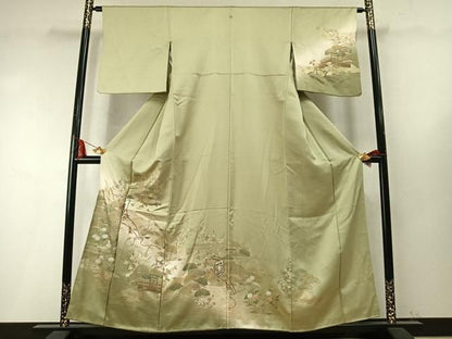 平和屋着物●訪問着　松竹梅　御所車花文　暈し染め　金彩　正絹　逸品　AABM8737fy