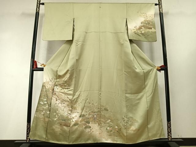 平和屋着物●訪問着　松竹梅　御所車花文　暈し染め　金彩　正絹　逸品　AABM8737fy