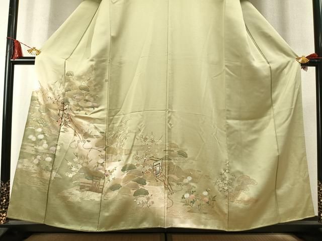 平和屋着物●訪問着　松竹梅　御所車花文　暈し染め　金彩　正絹　逸品　AABM8737fy