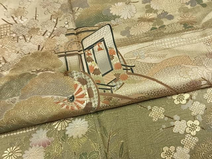 平和屋着物●訪問着　松竹梅　御所車花文　暈し染め　金彩　正絹　逸品　AABM8737fy
