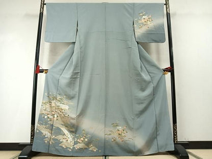 平和屋着物●訪問着　風景花文　暈し染め　金彩　正絹　逸品　AABM8738fy