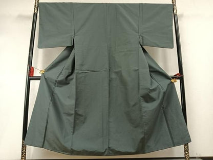 平和屋着物●男性　紬　色無地　青鈍色　正絹　逸品　AABM8741fy