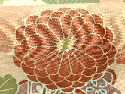 平和屋着物●訪問着　友禅　御所車花文　正絹　逸品　AABM8745fy