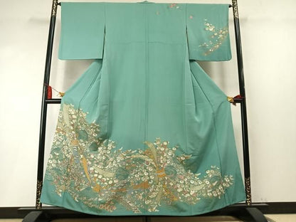 平和屋着物●中国三大刺繍　スワトウ刺繍　汕頭刺繍　総刺繍　訪問着　束ね熨斗花文　金銀糸　正絹　逸品　AABM8746fy