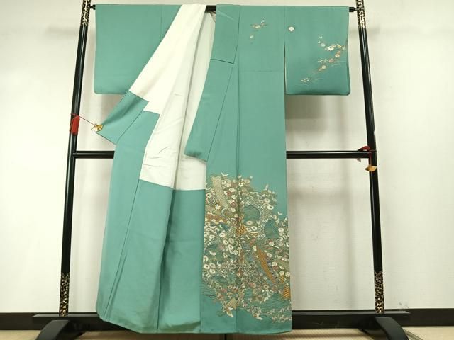 平和屋着物●中国三大刺繍　スワトウ刺繍　汕頭刺繍　総刺繍　訪問着　束ね熨斗花文　金銀糸　正絹　逸品　AABM8746fy
