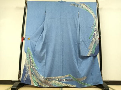 平和屋着物●豪華振袖　水晶染　熨斗花文　金彩　銀通し地　健勝苑扱い　正絹　逸品　AABM8749fy