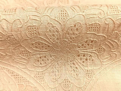 平和屋着物●中国三大刺繍　スワトウ刺繍　汕頭刺繍　総刺繍　訪問着　紬地　扇花文　洗柿色　正絹　逸品　AABM8755fy