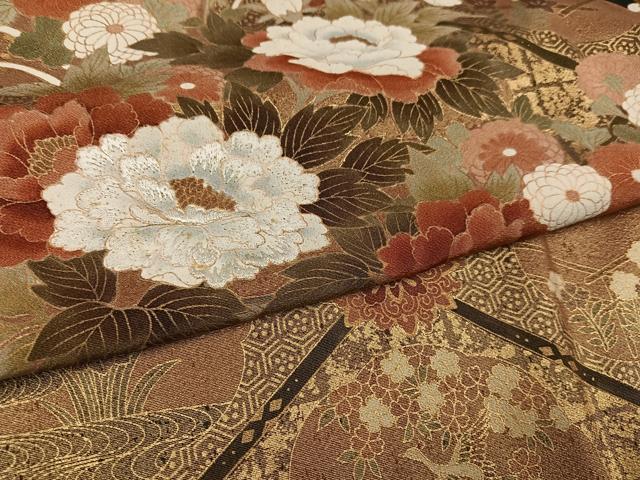 平和屋着物●豪華黒留袖　刺繍　花車文　金彩　仮絵羽　正絹　逸品　未使用　AABM8761ph