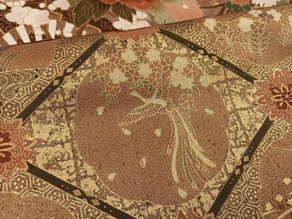 平和屋着物●豪華黒留袖　刺繍　花車文　金彩　仮絵羽　正絹　逸品　未使用　AABM8761ph