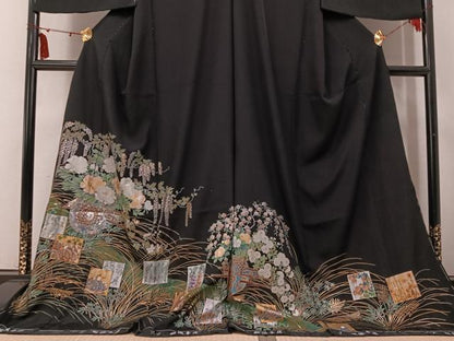 平和屋着物●豪華黒留袖　琳派今様　金銀彩　仮絵羽　正絹　逸品　未使用　AABM8763ph