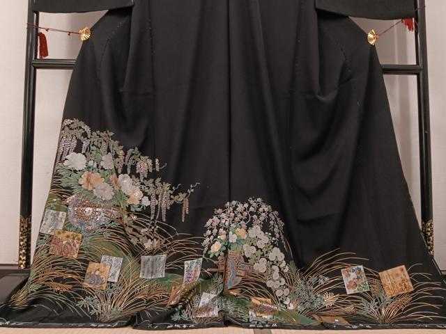 平和屋着物●豪華黒留袖　琳派今様　金銀彩　仮絵羽　正絹　逸品　未使用　AABM8763ph