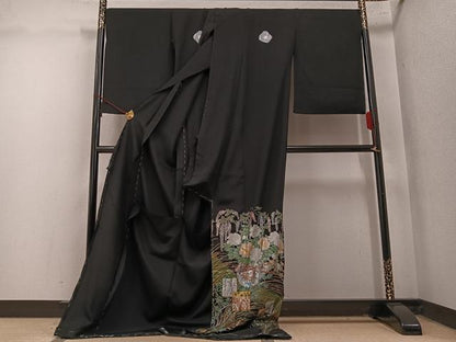 平和屋着物●豪華黒留袖　琳派今様　金銀彩　仮絵羽　正絹　逸品　未使用　AABM8763ph