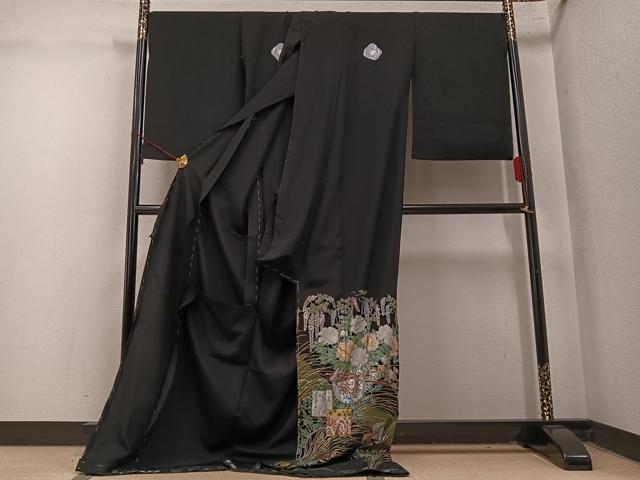 平和屋着物●豪華黒留袖　琳派今様　金銀彩　仮絵羽　正絹　逸品　未使用　AABM8763ph