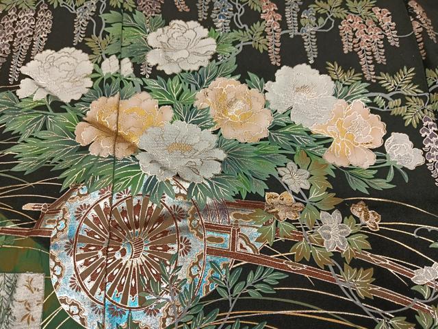 平和屋着物●豪華黒留袖　琳派今様　金銀彩　仮絵羽　正絹　逸品　未使用　AABM8763ph
