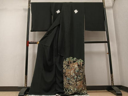 平和屋着物●豪華黒留袖　金彩螺鈿　秀匠苑　仮絵羽　正絹　逸品　未使用　AABM8764ph