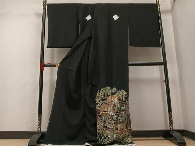 平和屋着物●豪華黒留袖　金彩螺鈿　秀匠苑　仮絵羽　正絹　逸品　未使用　AABM8764ph