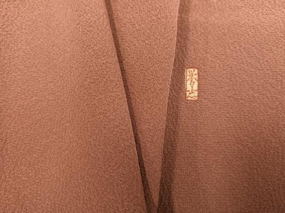 平和屋着物●銀座きしや　色無地　作家物　蘇芳香色　正絹　逸品　AABM8772ph