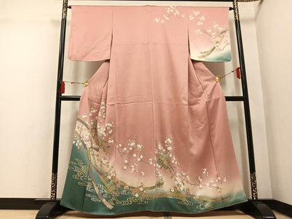 平和屋着物●訪問着　流水御所車花文　暈し染め　金彩　正絹　逸品　未使用　AABM8776ph