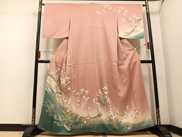 平和屋着物●訪問着　流水御所車花文　暈し染め　金彩　正絹　逸品　未使用　AABM8776ph