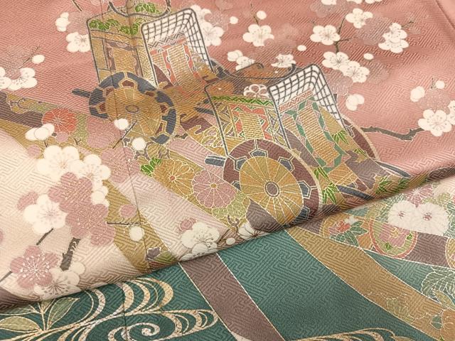 平和屋着物●訪問着　流水御所車花文　暈し染め　金彩　正絹　逸品　未使用　AABM8776ph